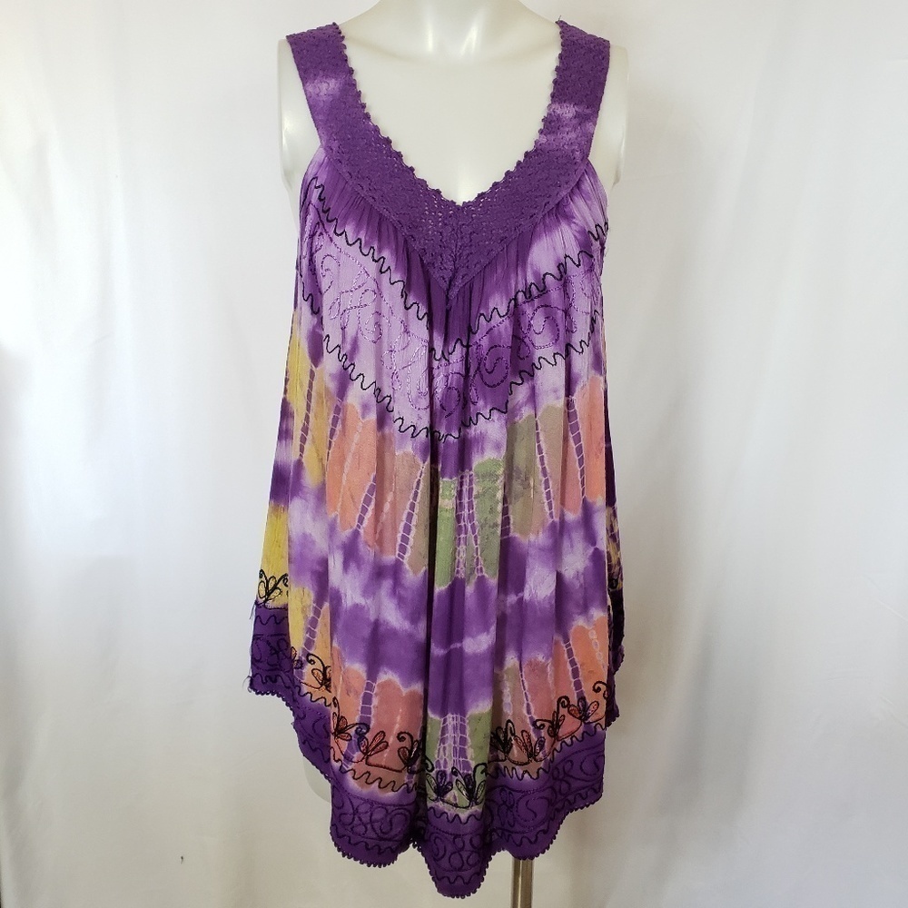 ๐
บTIE Dye Embroidered Crochet Flowy Top - Picture 2 of 6